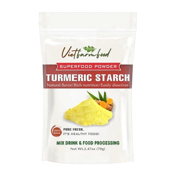 TURMERIC STARCH 2.47 oz (70g) VIETFARMFOOD: Pure freeze-dried vegetable powder, made from real vegetables with no added sugar - Perfect for daily nutrition to keep your body full of vitality