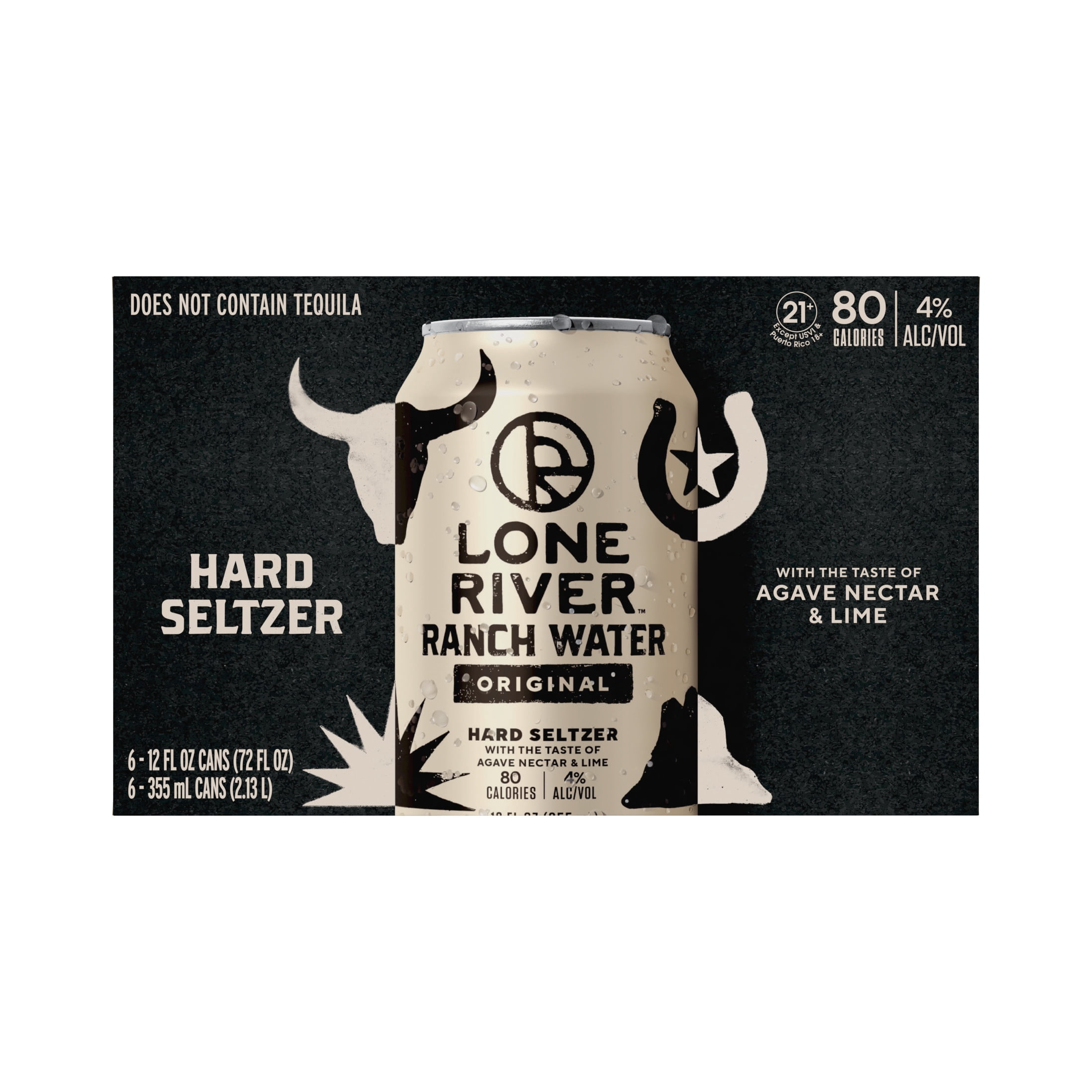 Lone River Ranch Water Original Hard Seltzer, 6 pack cans, 12 fl oz, 4% ABV