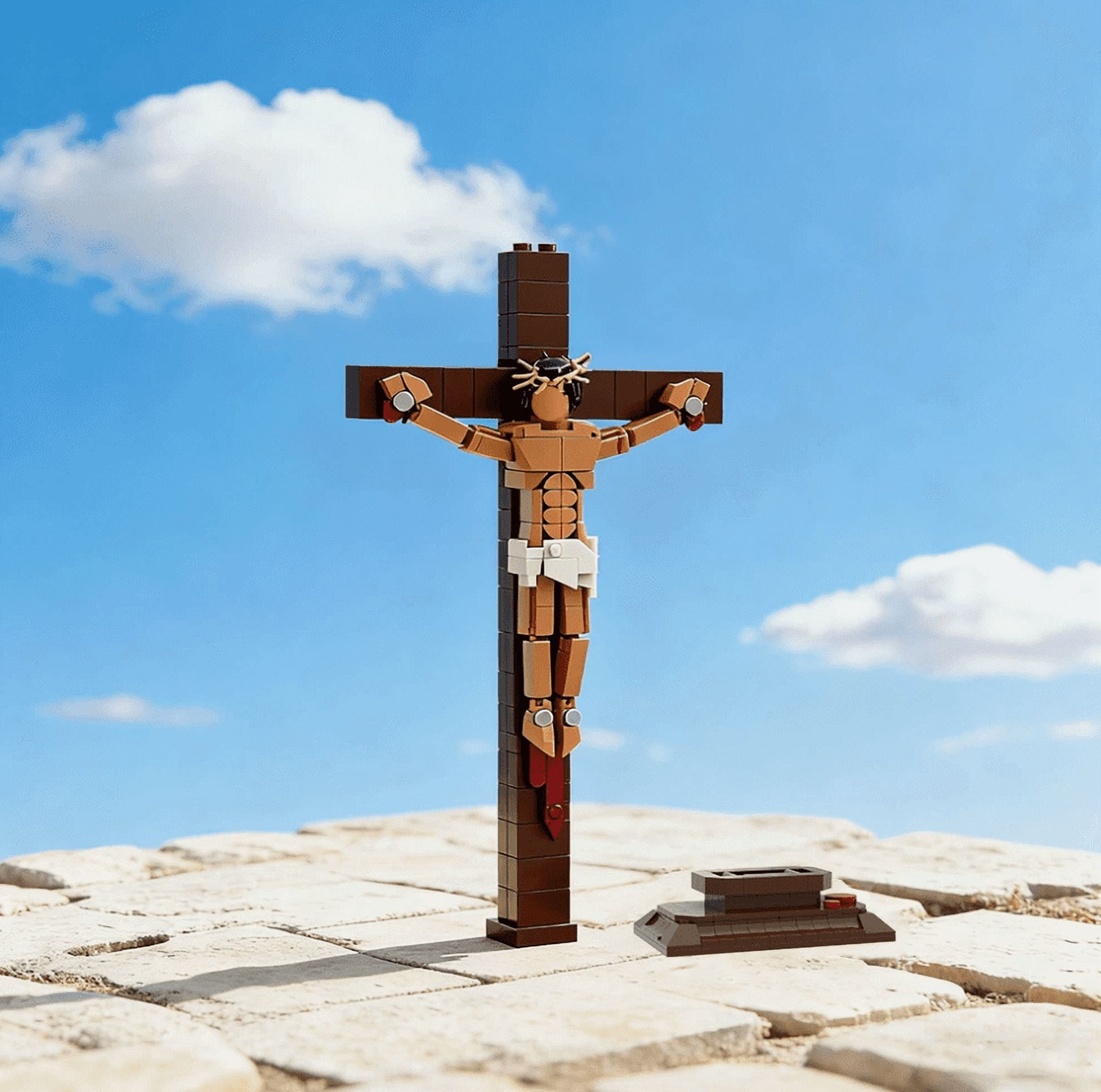 MOC 336 Jesus on The Cross Building Blocks Set, Religious Faith Collection Model, Desktop Decorative Brick Toy for Adults Collection & Gift