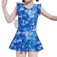 thumbnail image 2 of Swimsuit for Girls One Piece Crew Neck Sleeveless Wide Straps Solid Print for Vacation Girls&nbsp;Bathing Suit Blue 3 Years-5 Years, 2 of 5