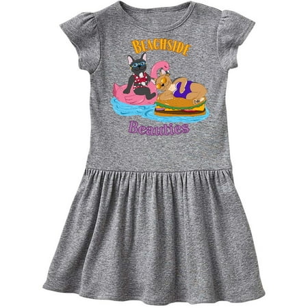 

Inktastic Beachside Beauties Cute French Bulldogs On Pool Floaties Gift Toddler Girl Dress