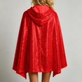 thumbnail image 6 of Halloween Sequin Hooded Cape, Tie-Front Sparkly Cloak for Stage Performance & Holiday Party, Glittery Open-Front Cover-Up for Women, 1 PC Red, 6 of 6