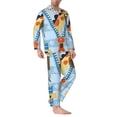 thumbnail image 2 of Salouo Giraffe Come Out From Zipper Print Button-Front Long Sleeve Pajama Set for Men, Soft 2Pjs Men's Long Sleeve Sleepwear-XX-Large, 2 of 7