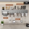 thumbnail image 3 of Hariumiu Wall-Mounted Cutter Storage Rack Carbon Steel Cutter Holder Organizer with Chopstick Spoon Fork Holder Load Capacity Utensil Organizer, 3 of 8