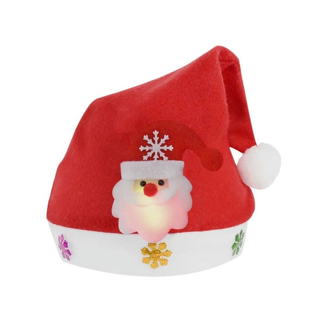 Gorro rojo de Papá Noel de algodón cálido gorro de Navidad con luces Navidad Noel regalos de Año Nuevo gorros de Navidad para adultos/niños