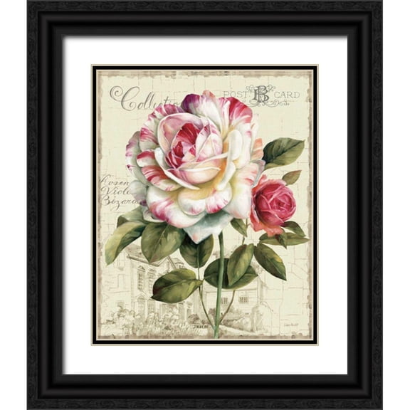 Audit, Lisa 26x32 Black Ornate Wood Framed with Double Matting Museum Art Print Titled - Garden View III - Rose