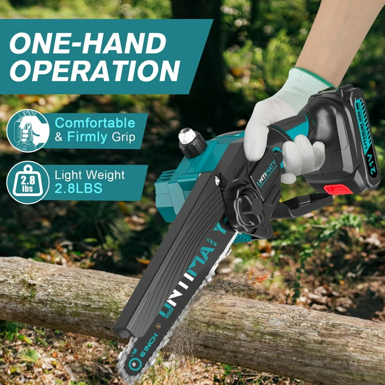 UNTIMATY 6-Inch Mini Cordless Chainsaw, Handheld, Battery