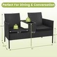 thumbnail image 4 of LOGYAT Patio Conversation Set Sofa Seat, Outdoor Wicker Loveseat with Glass Top Table & Washable Cushions, All-Weather PE Rattan Sofa for Garden, Balcony, Porch, Black Rattan with Black Cushion, 4 of 5