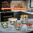 thumbnail image 3 of NULAS 6-Piece Stainless Steel Mixing Bowl Set with Lids, Nesting Metal Bowls for Kitchen – 4.5/3/2.5/2/1.5/0.75 qt, Great for Prep, Baking & Serving, Khaki, 3 of 8
