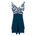 thumbnail image 5 of MLQIDK Women's Color Block Print Tankini Swim Dress Two Piece Bikini Set High Waisted V Neck Tummy Control Sexy Swimsuit with Shorts 2026 Navy 2XL, 5 of 5