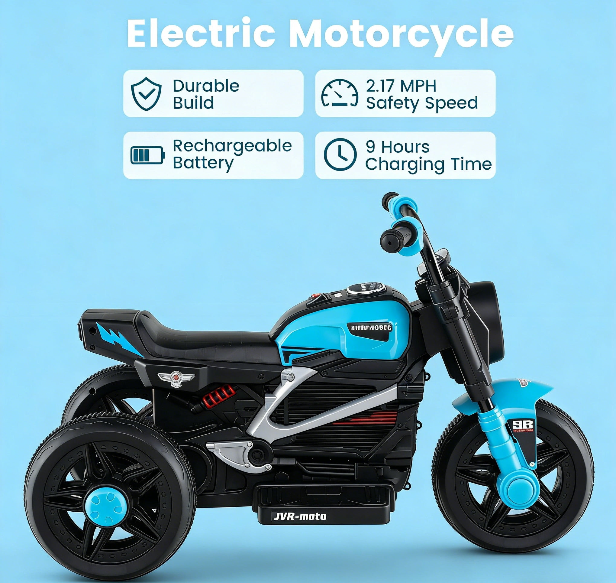 OLAKIDS 6V Kids Motorcycle with Forward & Reverse Switch, Headlight, Horn, Music, Story, USB Port, 3-Wheel Battery Powered Electric Ride on Toys for Toddler Boys Girls