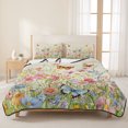 thumbnail image 3 of King Quilt Set 96''x106'', Spring Summer Botanical Lightweight Summer Bedspread Coverlet Set with 2 Pillow Shams, Butterfly Floral Vintage Breathable All Season Quilt Bedding for Bedroom/Guest Room, 3 of 9