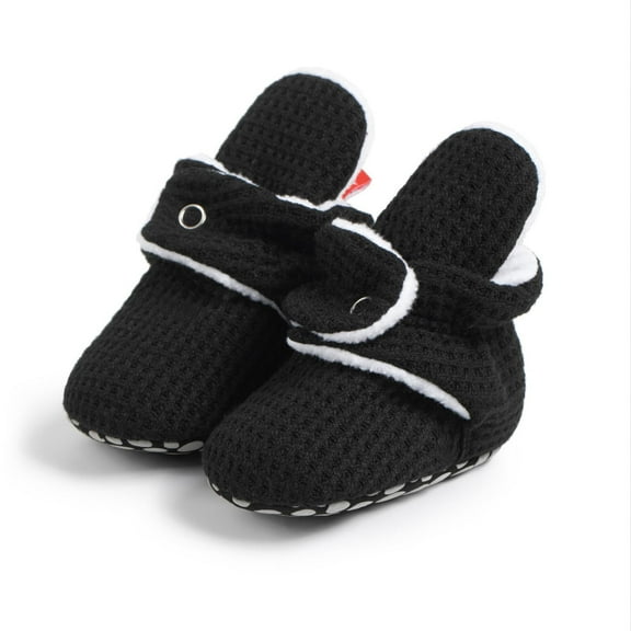 Hurxie Toddler Slippers Non-Slip Lightweight Comfortable Kids Indoor Grip House Home Shoes for Boys Girl Black 0 Months