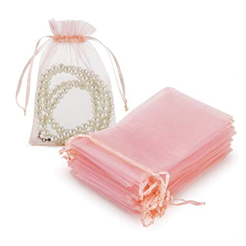 5 x 7 inches Christmas Gift Drawstring Bags Mesh Jewelry Pouches for Wedding Party Favors HRX Package Organza Bags Red 100pcs 