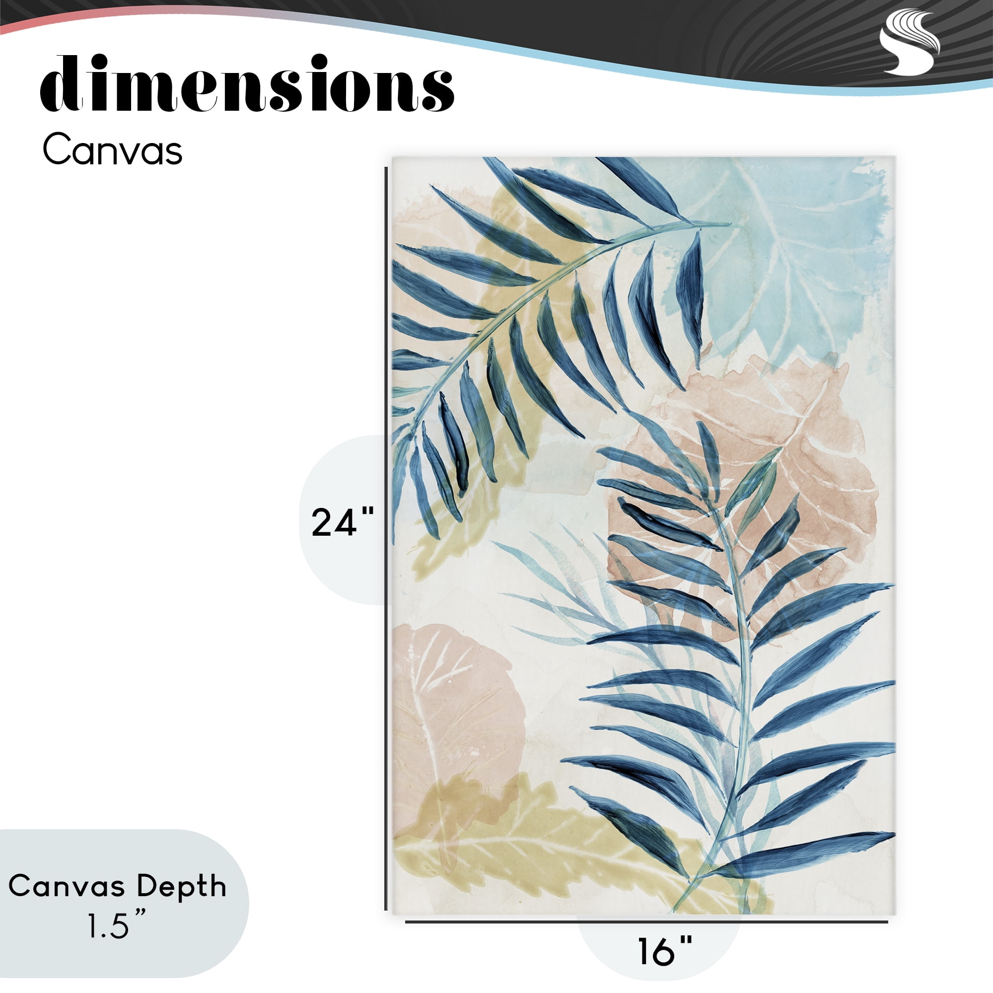 Stupell Industries Blue Palm Fronds in Pastel Haze Canvas Wall Art, design by Nan