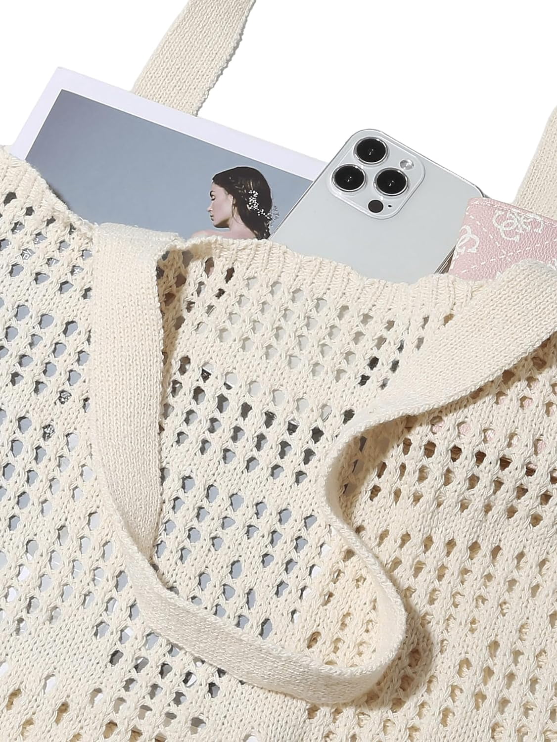 Women's Crochet Tote Bag Hollow Out Summer Shopping Bags Shoulder Handbags