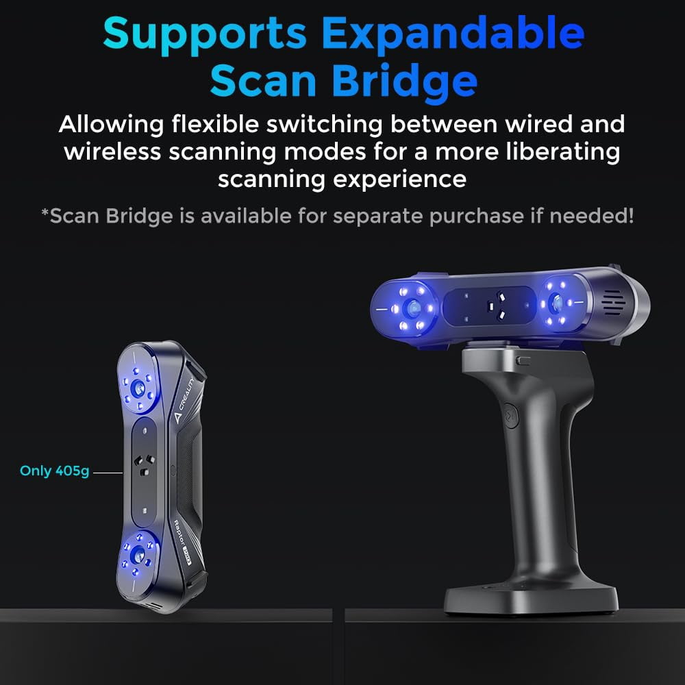 Creality CR-Scan Raptor Pro 3D Scanner, Handheld 22+7 Blue Laser
