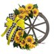 thumbnail image 2 of Guirnalda de lazo de girasol, decoración de simulación de flores, rueda de madera, disco para puerta, colgante, decoración de pared decorativa, 2 of 6