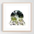 thumbnail image 2 of Organic Seclusion - Painting Watercolor Forest Mountain Nature Night Sky Aurora Scenic Unframed Wall Art Print 6 x 6 inches, 2 of 9