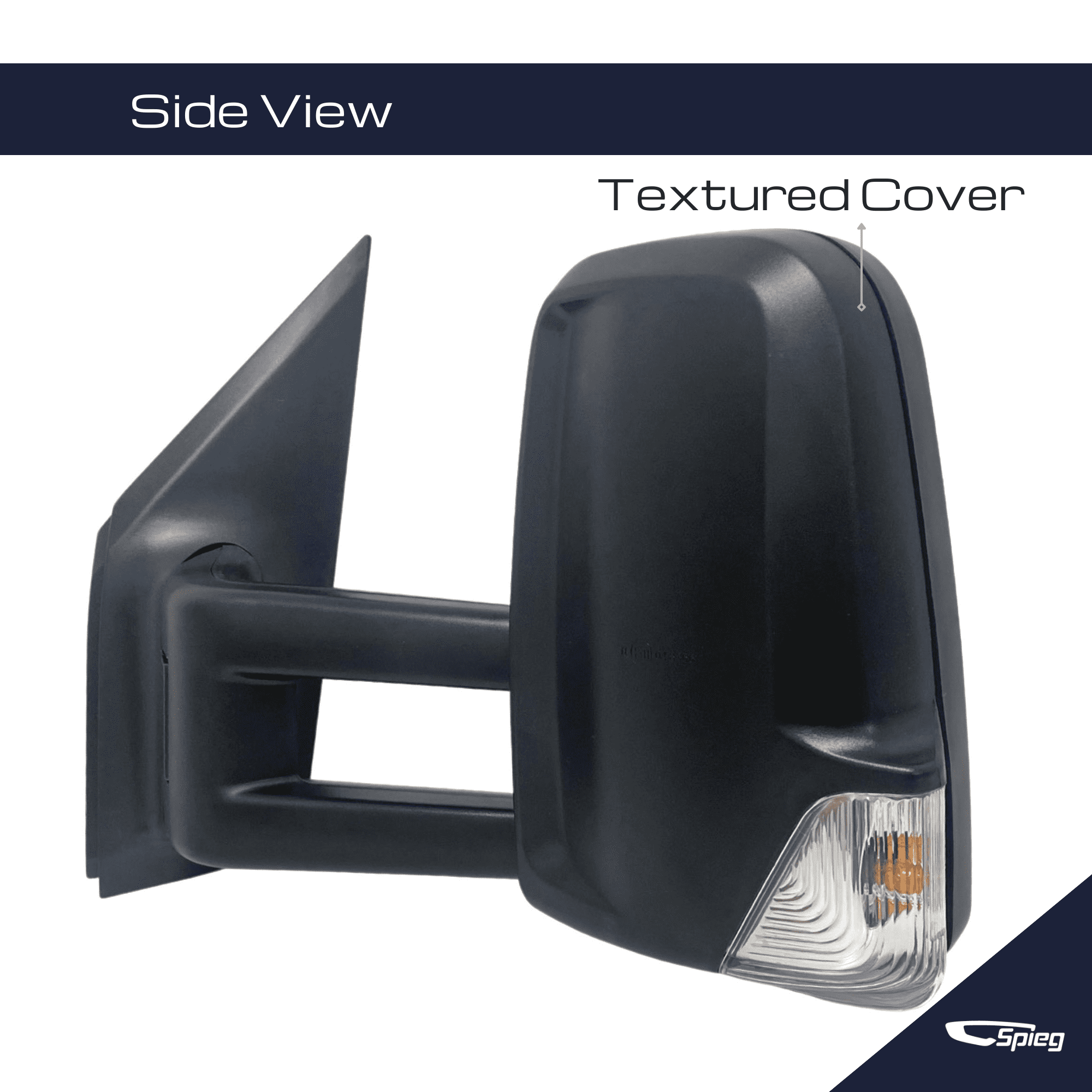 Spieg CH1320380 Long Arm Driver Side Mirror for 2007 - 2018 Dodge Mercedes Freightliner Sprinter | Left Side View Mirror Assembly Power Adj Heated Manual Folding Turn Signal Light | Textured 6 Pins