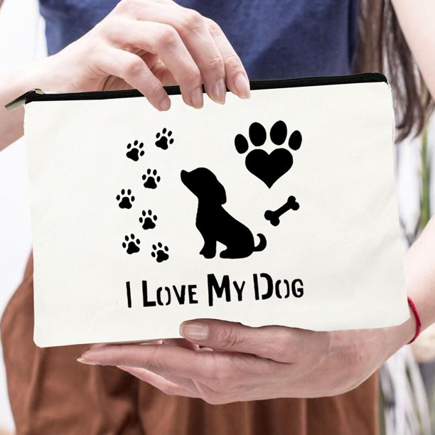 Bolsas de cosméticos con estampado de paz y perro para mujer, neceser de viaje con cremallera, organizador de artículos de aseo personal de gran capacidad LIUWENJING unisex