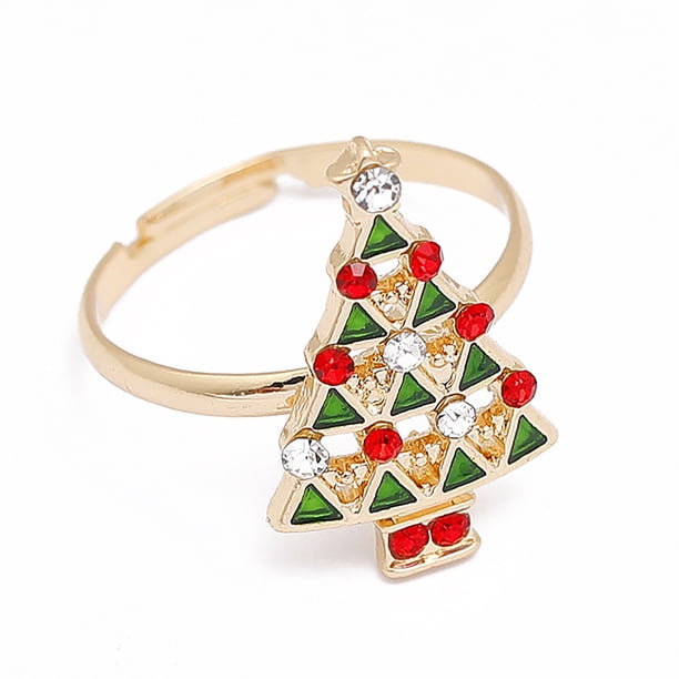 Anillo abierto de aceite de gota de aleación de árbol de Navidad de alce de muñeco de nieve de dibujos animados de Navidad Wmkox8yii fajkfhkj3049