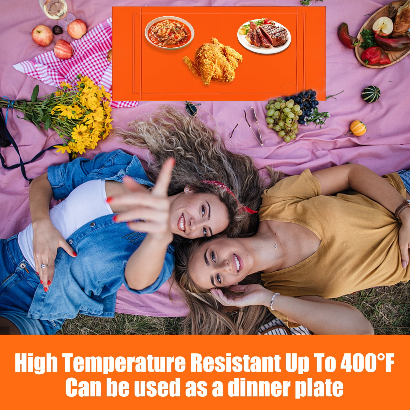 YAHHU 36 Inches Silicone Griddle Mat Compatible with Blackstone, Heavy Duty Food Grade Grill Cover, All Season BBQ Deck Protector from Rodents Insects Debris and Rust, Orange, 36 in / 91.4 cm