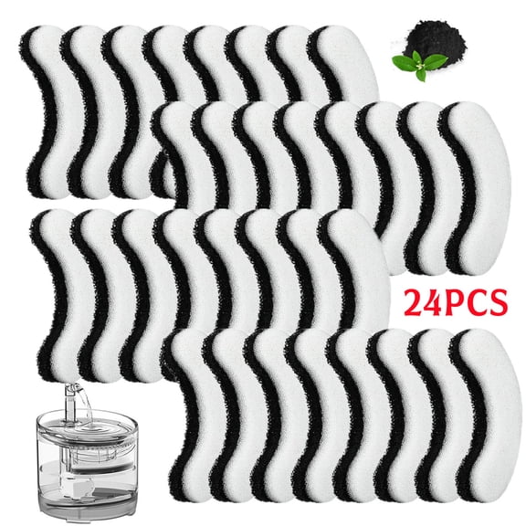 24 Pack Cat Water Fountain Filters, Cat Fountain Filter with Triple Filteration for WF050 & WF100 Cat Fountains
