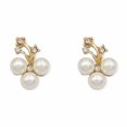 thumbnail image 1 of 2 Pieces Hairpin Headdress Flat Back Non-perforated Design Shiny Rhinestones Beautiful Pearl Flower Buckle for Dancing Party Type 8, 1 of 1