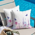 thumbnail image 4 of Spring Flower Throw Pillow Cover Idyllic Purple Lavender Butterfly Cotton Linen Cushion Cover Throw Pillow Case with Invisible Zipper for Couch Sofa Bed Chair Car 16x16 Inch, 4 of 9