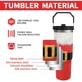 thumbnail image 4 of 30oz Christmas Santa Claus Tumbler - Red Stainless Steel Insulated Cup with Handle & Flip Straw Leakproof, Perfect Holiday Gift for Women Men (or Everyone), 4 of 6