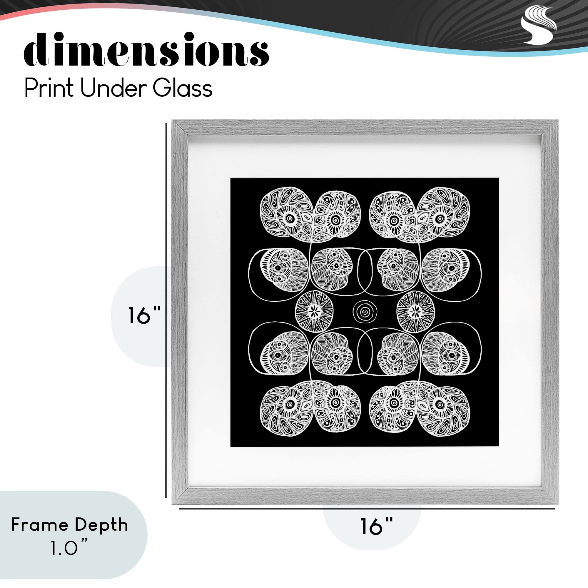 Stupell Industries Detailed Rounded Elementals Gray Framed Print Under Glass, design by El Perkin