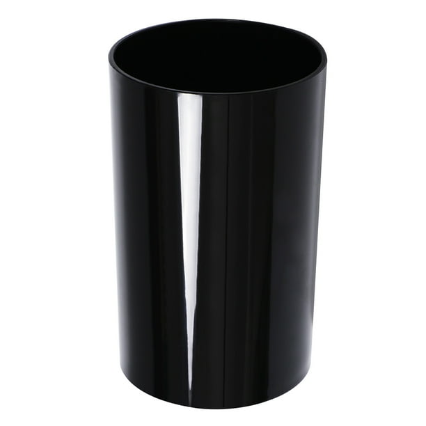 GOOHOCHY Contenedor cilíndrico de cocina - Moderno soporte para palillos y utensilios - Portacubiertos de plástico negro con drenaje para tenedores y cucharas en la encimera