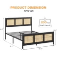thumbnail image 2 of King Size Rattan Bed Frame with Headboard, Black Boho Cane Platform Bed Frame with Strong Metal Slat, Noise Free, No Box Spring Needed, 2 of 6