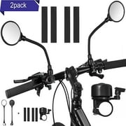 Mordely Bicycle Mirrors with Bike Bell, 3pcs Bike Accessories Handlebar Rearview Mirror Rotatable And Adjustable Wide Angle Rear View Shockproof Convex Mirror Universal For Bike Bicycle