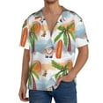 thumbnail image 3 of Balery Gnome and Surfing Men's Casual Button Down Shirt Short Sleeve Textured Summer Cuban Beach Shirts-3X-Large, 3 of 7