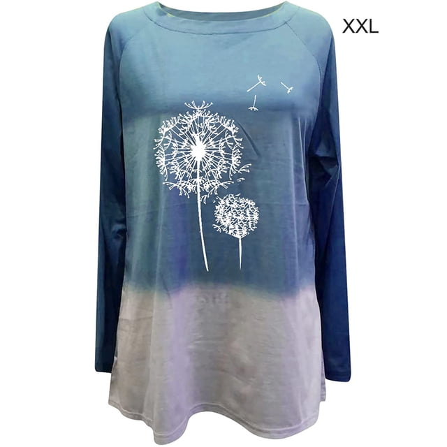 Suéter holgado de manga larga para mujer, cuello redondo, estampado informal, sudadera para niña, azul, XXL Noticed AP003825-11