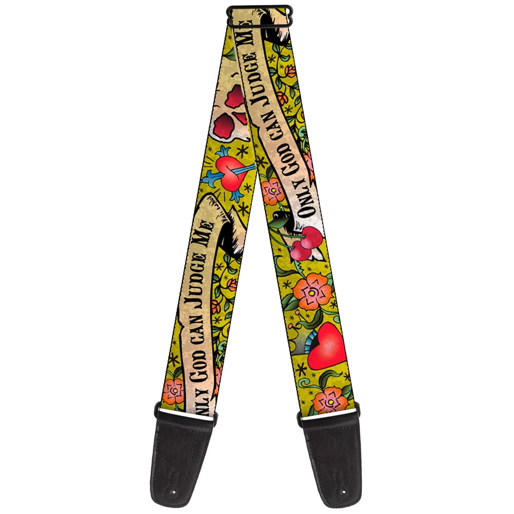 Buckle-Down Guitar Strap, Only God Can Judge Me Yellow, 2 Inches Wide
