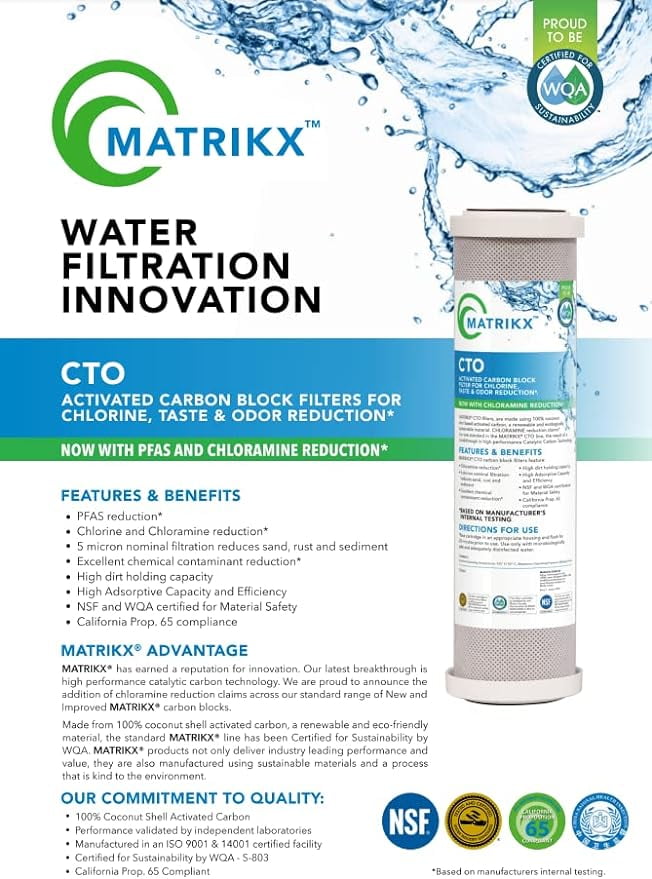 Matrikx 10 Full Flow CTO Carbon Block Filter now with Chloramine Reduction, 4.5 x 10, 32-450-10-MATRIKX