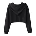 thumbnail image 3 of iixpin Little Big Girls Butterfly Long Sleeve Hooded Crop Top Sports Sweatshirts Casual Hoodie High Street Dress-up Black 14, 3 of 5