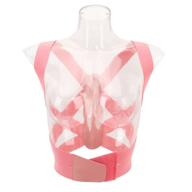 Adjustable Upper Back Brace, Reduce Soreness Tension Relief Upper Spine Support Posture Back Brace Clavicle Support Pink for Hunchback