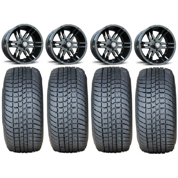 Fairway Alloys Flex Blk Golf Wheels 12" Lo Pro 225x35-12 Tires E-Z-GO & Club Car