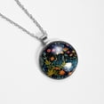 thumbnail image 4 of Starry Plants Glass Design Circular Pendant Necklace - Stunning Women's Fashion Statement Jewelry, 4 of 5