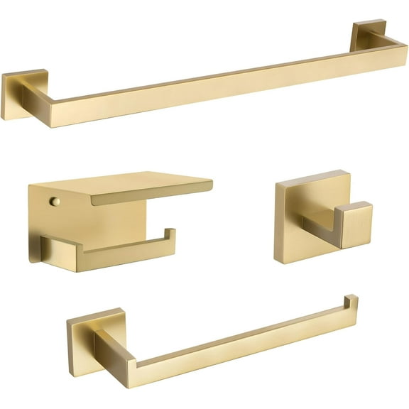 Brushed Gold Bathroom Hardware Set 4-Piece Bath Towel Bar Set 24 Inch Stainless Steel Towel Holder Set for Bathroom Wall Mounted