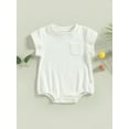 thumbnail image 2 of Faithtur Nouveau-Né Été Romper, Casual Manches Courtes Col Rond de Couleur Unie Bodysuit, 2 of 8