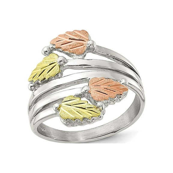 Sterling Silver Black Hills Leaves Bypass Ring