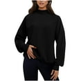 thumbnail image 3 of ZyeKqe Womens Sweatshirts High Neck Fleece Lined Casual Fall Long Sleeve Loose Fitted Solid Color Pullover Tops, 3 of 5