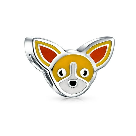 Sterling Silver Animal Charms - Chihuahua Puppy Dog Face Animal Pet Charm Bead 925 Sterling Silver Fits European Charm Bracelet For Women For Teen