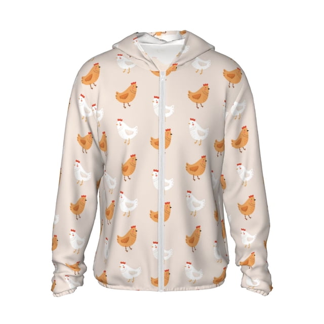 Balery Funny Chicken Sudadera ligera de manga larga con capucha y protección solar UPF 50+ para hombre y mujer, ideal para pesca y running-Medium