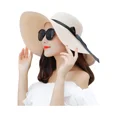 thumbnail image 1 of Sombrero de paja de ala ancha para mujer, plegable, enrollable, con protección solar UPF 50+, para playa y verano, 1 of 2